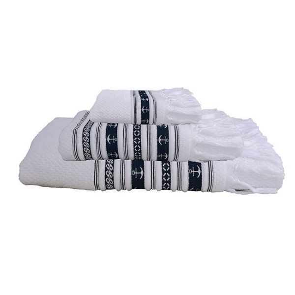 Santorini Set di asciugamani Anchors Bianco (3pz)