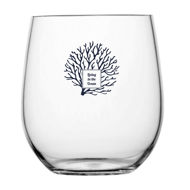 Il bicchiere per acqua Living è elegante e raffinato con un disegno con coralli blu.