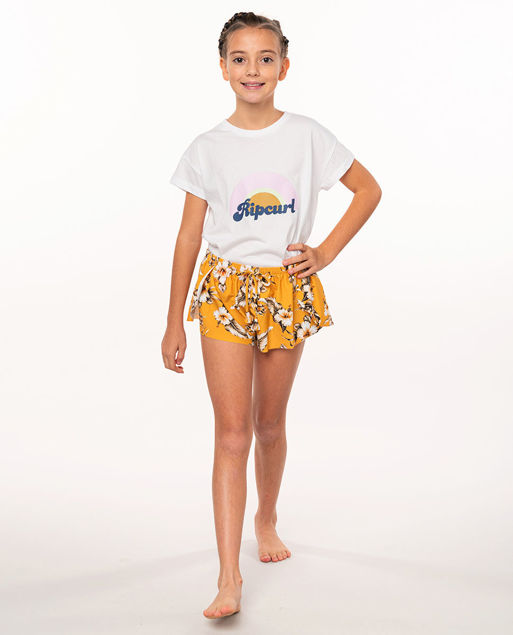 Short sgambato in Little Lycra con stampa ibisco.