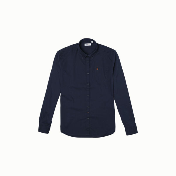 Camicia uomo C19: camicia a maniche lunghe in popeline di cotone, con collo button down e taschino.