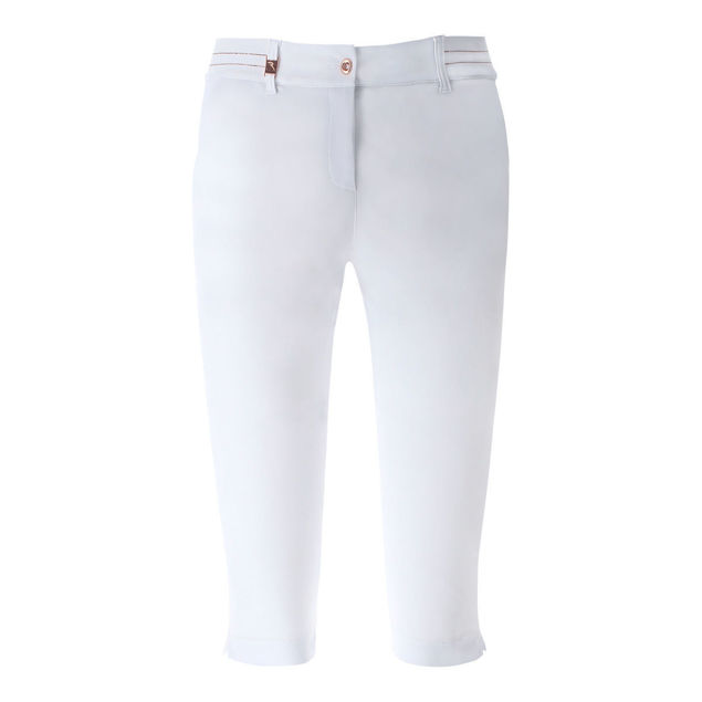 Pantalone donna in tessuto stretch Drymatic, che consente una rapida asciugatura ed evaporazione dell'umidità in modo permanente, grazie all'innovativo ed ecologico finissaggio Plasmatic.