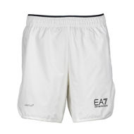 Pantaloncini da uomo EA7 in tessuto da uomo - antracite, un'ampia fascia elastica in vita adatta perfettamente i pantaloncini al corpo.