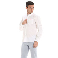 Camicia uomo C19: camicia a maniche lunghe in popeline di cotone, con collo button down e taschino.