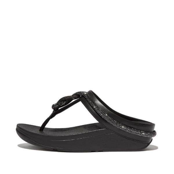 Fino Crystal Cord Leather Toe-Post Sandals