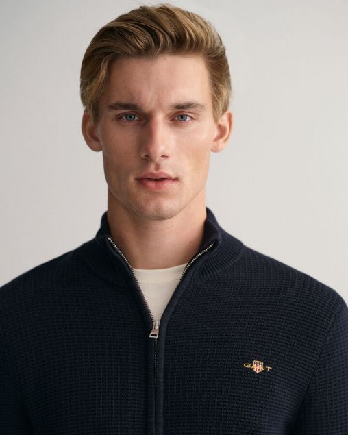 Gant Cardigan in cotone texturizzato Uomo