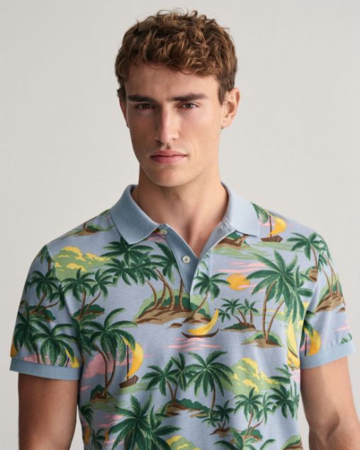 Gant Polo Stampa Maniche Corte Hawaii Uomo