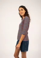 Saint James T-shirt Garde-Cote III Donna Indigo-Orange Fluo