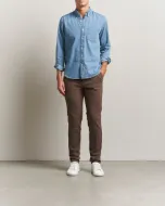 Gant Pantaloni Slim Cotone a Spina di Pesce Uomo Brown
